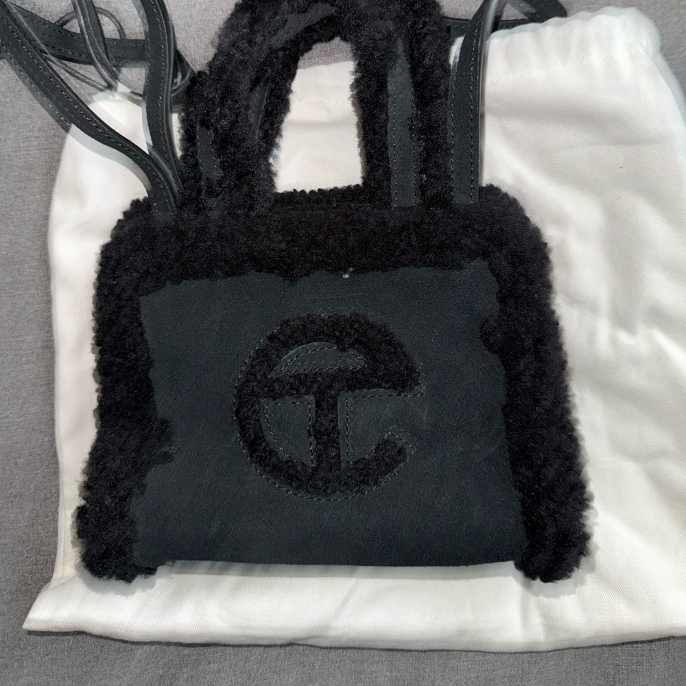 Ugg Small Telfar Shopping tote Bag  black with extended straps and dust bag